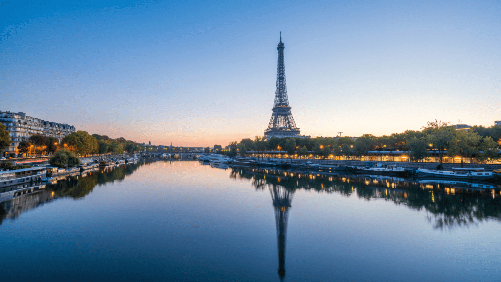 Paris 2024 Olympics venue with a focus on renewable energy and sustainable practices.